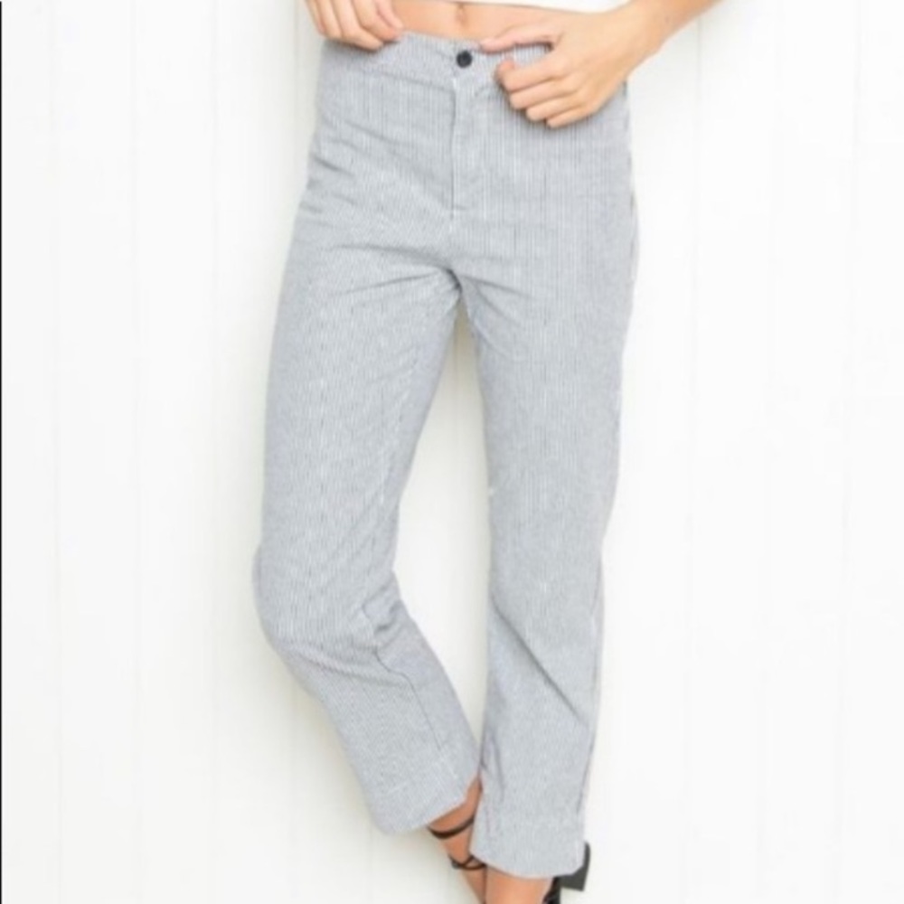Brandy Melville gray/white stripe pants OS